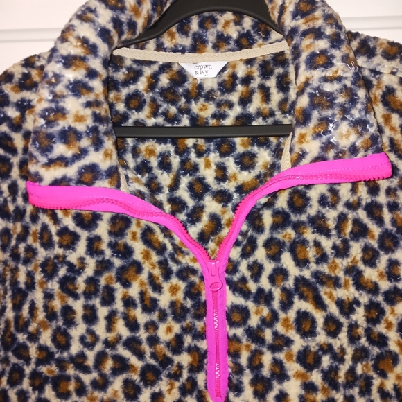 Crown Ivy Women's Animal Print Sherpa Jacket Size L - Picture 5 of 10